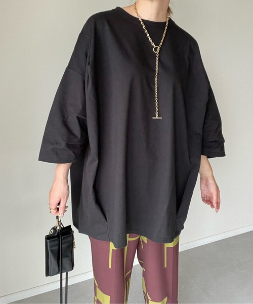 y/m by misato（イムバイミサト）の「タックオーバートップス（Tシャツ/カットソー・レディース・ホワイト/ブラック・FREE）」の20枚目の写真