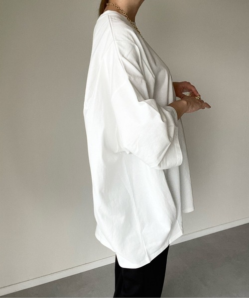 y/m by misato（イムバイミサト）の「タックオーバートップス（Tシャツ/カットソー・レディース・ホワイト/ブラック・FREE）」の21枚目の写真