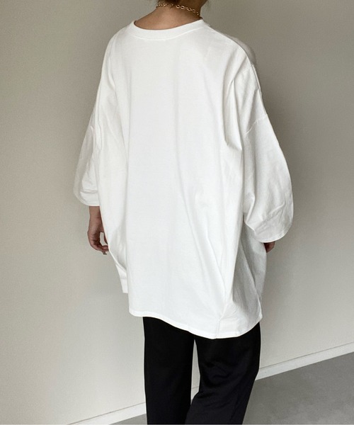 y/m by misato（イムバイミサト）の「タックオーバートップス（Tシャツ/カットソー・レディース・ホワイト/ブラック・FREE）」の11枚目の写真