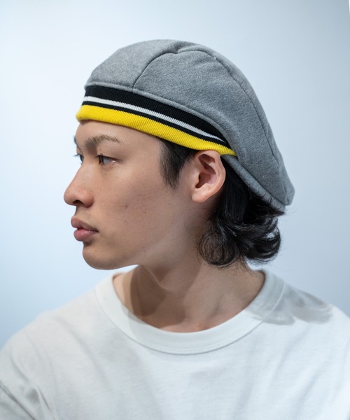 Fabulous(ファビュラス)の「fabulous スウェットストライプリブハンチング帽 カレッジタイプ(ハンチング/ベレー帽・メンズ・ブラック/ネイビー/グレー・FREE)」の2枚目の写真