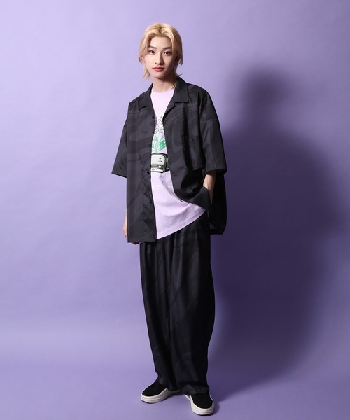 re_k by JUNRED（レクバイジュンレッド）の「re_k by JUNRED / オーバーシルエットマーブルハーフスリーブシャツ（シャツ/ブラウス・メンズ・ブラック/オレンジ・S/M/L）」の12枚目の写真