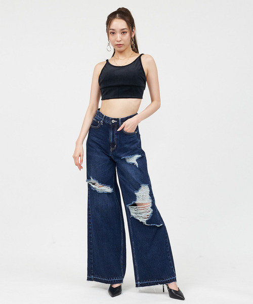 SPIRALGIRL(スパイラルガール)の「バックオープンパット付きベロアビスチェ(キャミソール・レディース・ブラック/ブルー/キャメル・FREE)」の5枚目の写真