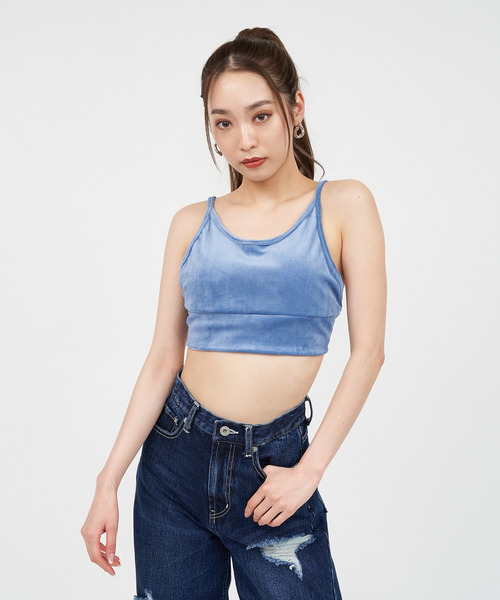 SPIRALGIRL(スパイラルガール)の「バックオープンパット付きベロアビスチェ(キャミソール・レディース・ブラック/ブルー/キャメル・FREE)」の14枚目の写真