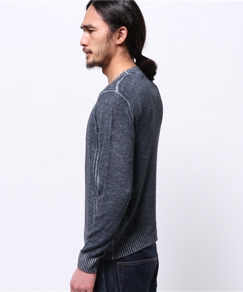 JOURNAL STANDARD（ジャーナルスタンダード）の「C/L ケーブルプリントクルーネックニット #（ニット/セーター・メンズ・ネイビー/ブルー系その他/グレー・MEDIUM/LARGE）」の5枚目の写真