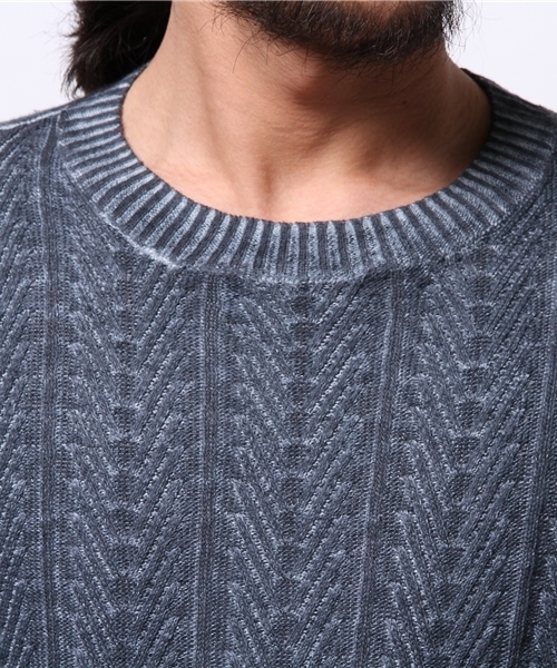 JOURNAL STANDARD（ジャーナルスタンダード）の「C/L ケーブルプリントクルーネックニット #（ニット/セーター・メンズ・ネイビー/ブルー系その他/グレー・MEDIUM/LARGE）」の7枚目の写真