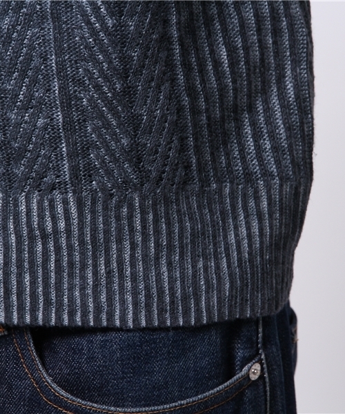 JOURNAL STANDARD（ジャーナルスタンダード）の「C/L ケーブルプリントクルーネックニット #（ニット/セーター・メンズ・ネイビー/ブルー系その他/グレー・MEDIUM/LARGE）」の11枚目の写真