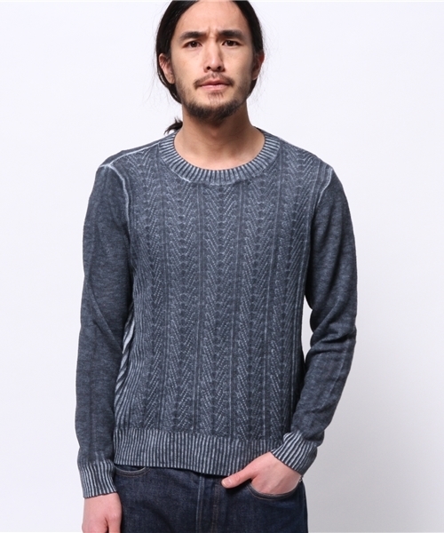 JOURNAL STANDARD（ジャーナルスタンダード）の「C/L ケーブルプリントクルーネックニット #（ニット/セーター・メンズ・ネイビー/ブルー系その他/グレー・MEDIUM/LARGE）」の13枚目の写真