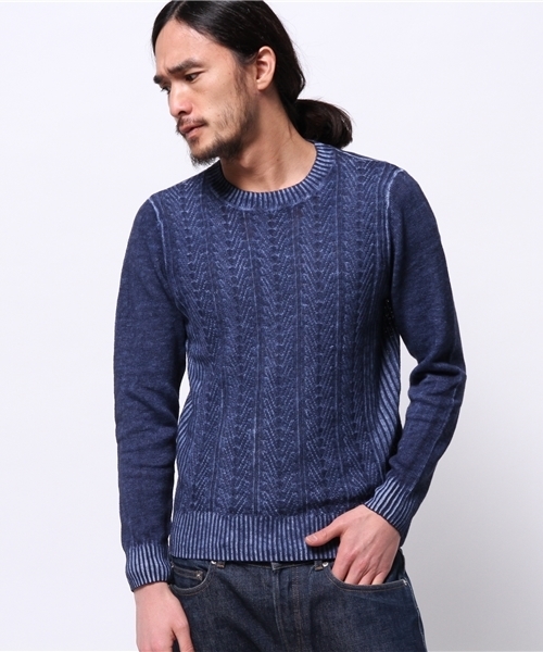 JOURNAL STANDARD（ジャーナルスタンダード）の「C/L ケーブルプリントクルーネックニット #（ニット/セーター・メンズ・ネイビー/ブルー系その他/グレー・MEDIUM/LARGE）」の14枚目の写真