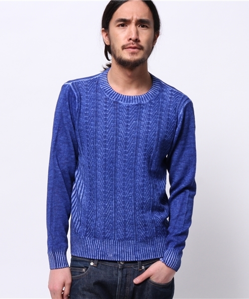 JOURNAL STANDARD（ジャーナルスタンダード）の「C/L ケーブルプリントクルーネックニット #（ニット/セーター・メンズ・ネイビー/ブルー系その他/グレー・MEDIUM/LARGE）」の15枚目の写真