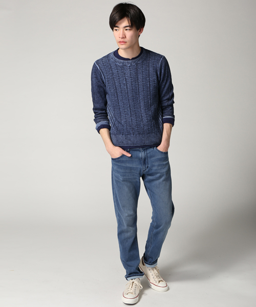 JOURNAL STANDARD（ジャーナルスタンダード）の「C/L ケーブルプリントクルーネックニット #（ニット/セーター・メンズ・ネイビー/ブルー系その他/グレー・MEDIUM/LARGE）」の9枚目の写真