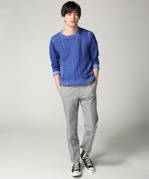 JOURNAL STANDARD（ジャーナルスタンダード）の「C/L ケーブルプリントクルーネックニット #（ニット/セーター・メンズ・ネイビー/ブルー系その他/グレー・MEDIUM/LARGE）」の10枚目の写真