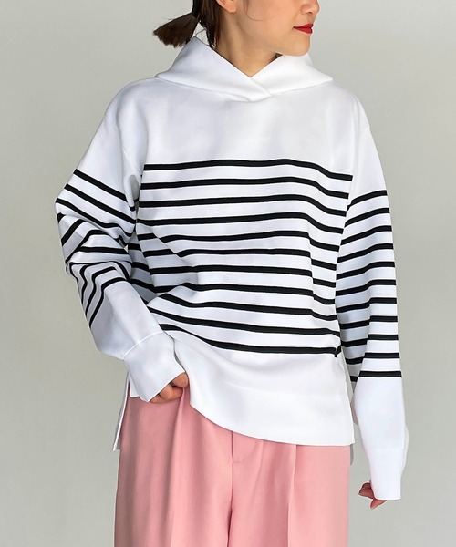 PICCIN（ピッチン）の「ミラノリブフーディーニット（ニット/セーター・レディース・ベージュ/ホワイト系/ブラック・M）」の2枚目の写真