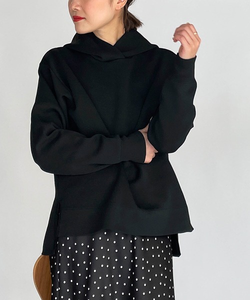 PICCIN（ピッチン）の「ミラノリブフーディーニット（ニット/セーター・レディース・ベージュ/ホワイト系/ブラック・M）」の16枚目の写真