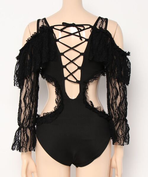 Jasmine Grandiflorum(ジャスミングランディフローラム)の「【Jasmine】長袖フリルスイムウェア (SS)(水着・レディース・ブラック/ベージュ・LARGE/MEDIUM/X-LARGE)」の3枚目の写真