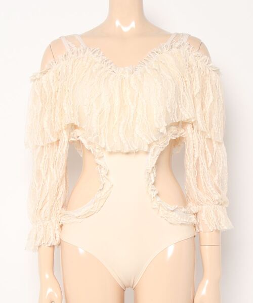 Jasmine Grandiflorum(ジャスミングランディフローラム)の「【Jasmine】長袖フリルスイムウェア (SS)(水着・レディース・ブラック/ベージュ・LARGE/MEDIUM/X-LARGE)」の6枚目の写真