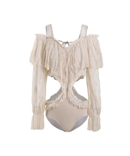 Jasmine Grandiflorum(ジャスミングランディフローラム)の「【Jasmine】長袖フリルスイムウェア (SS)(水着・レディース・ブラック/ベージュ・LARGE/MEDIUM/X-LARGE)」の19枚目の写真