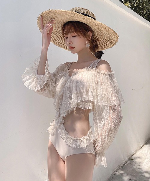 Jasmine Grandiflorum(ジャスミングランディフローラム)の「【Jasmine】長袖フリルスイムウェア (SS)(水着・レディース・ブラック/ベージュ・LARGE/MEDIUM/X-LARGE)」の15枚目の写真