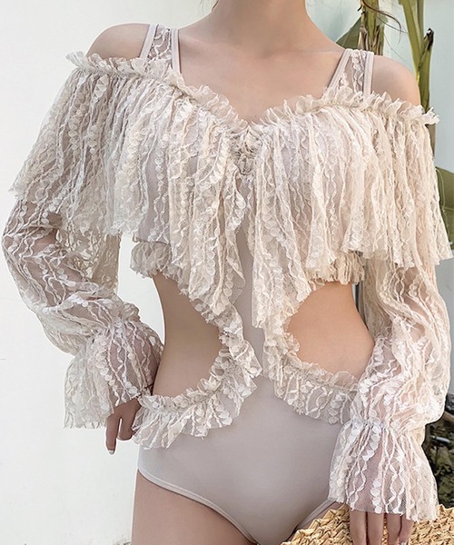 Jasmine Grandiflorum(ジャスミングランディフローラム)の「【Jasmine】長袖フリルスイムウェア (SS)(水着・レディース・ブラック/ベージュ・LARGE/MEDIUM/X-LARGE)」の16枚目の写真