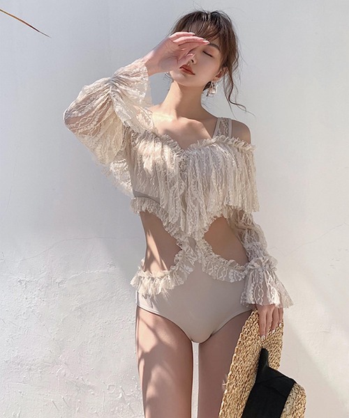 Jasmine Grandiflorum(ジャスミングランディフローラム)の「【Jasmine】長袖フリルスイムウェア (SS)(水着・レディース・ブラック/ベージュ・LARGE/MEDIUM/X-LARGE)」の17枚目の写真