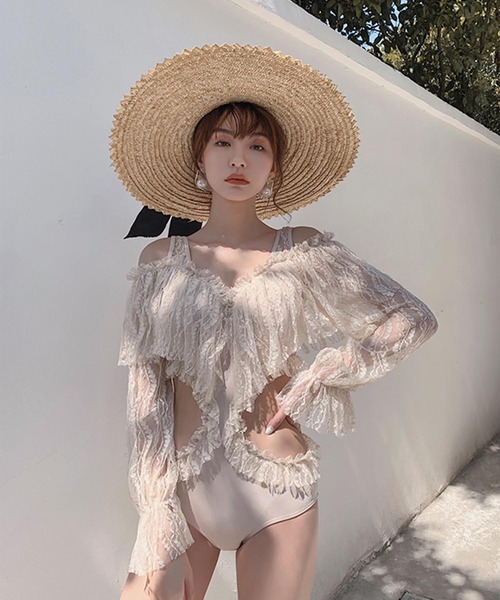 Jasmine Grandiflorum(ジャスミングランディフローラム)の「【Jasmine】長袖フリルスイムウェア (SS)(水着・レディース・ブラック/ベージュ・LARGE/MEDIUM/X-LARGE)」の10枚目の写真