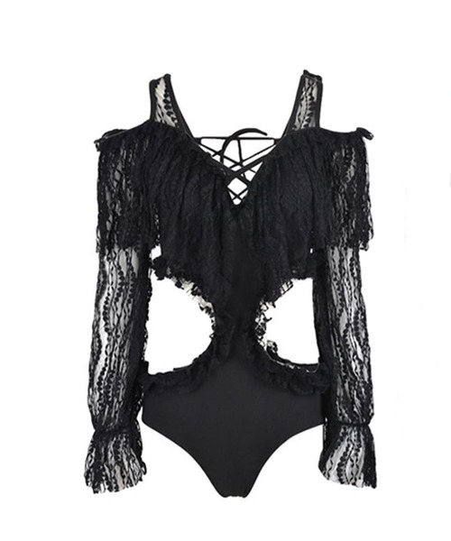 Jasmine Grandiflorum(ジャスミングランディフローラム)の「【Jasmine】長袖フリルスイムウェア (SS)(水着・レディース・ブラック/ベージュ・LARGE/MEDIUM/X-LARGE)」の20枚目の写真