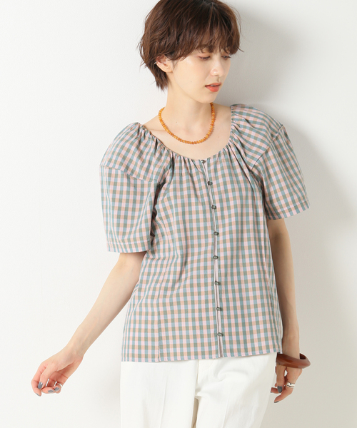 IENA LA BOUCLE(イエナラブークル)の「IENA LA BOUCLE C/CUギンガム ピンタックブラウス(シャツ/ブラウス・レディース・バーガンディー・FREE)」の2枚目の写真
