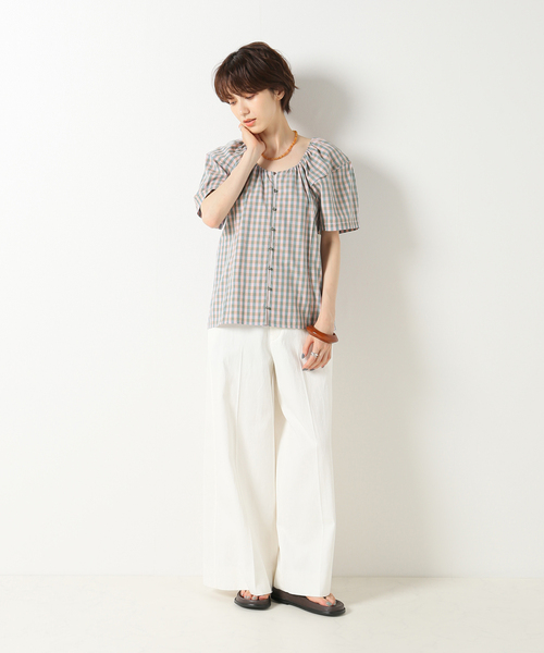 IENA LA BOUCLE(イエナラブークル)の「IENA LA BOUCLE C/CUギンガム ピンタックブラウス(シャツ/ブラウス・レディース・バーガンディー・FREE)」の15枚目の写真