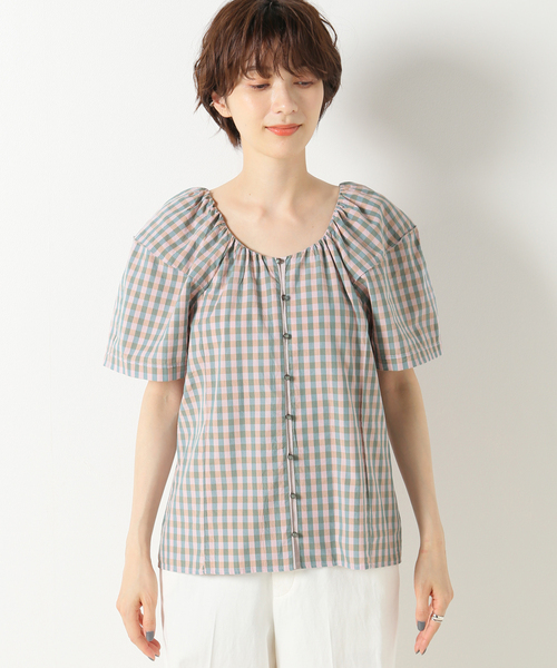 IENA LA BOUCLE(イエナラブークル)の「IENA LA BOUCLE C/CUギンガム ピンタックブラウス(シャツ/ブラウス・レディース・バーガンディー・FREE)」の13枚目の写真