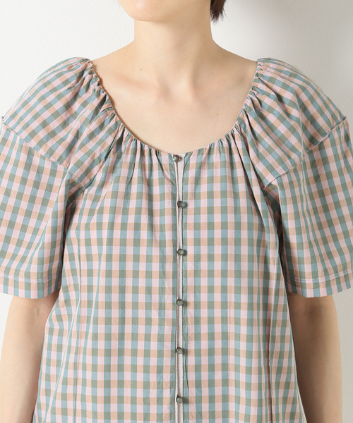 IENA LA BOUCLE(イエナラブークル)の「IENA LA BOUCLE C/CUギンガム ピンタックブラウス(シャツ/ブラウス・レディース・バーガンディー・FREE)」の4枚目の写真