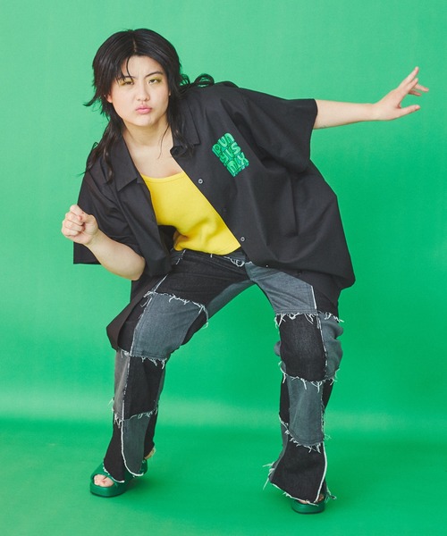 PUNYUS(プニュズ)の「DANCEHALL半袖シャツ(シャツ/ブラウス・レディース・ブラック/カーキ・1/2/4/3)」の8枚目の写真