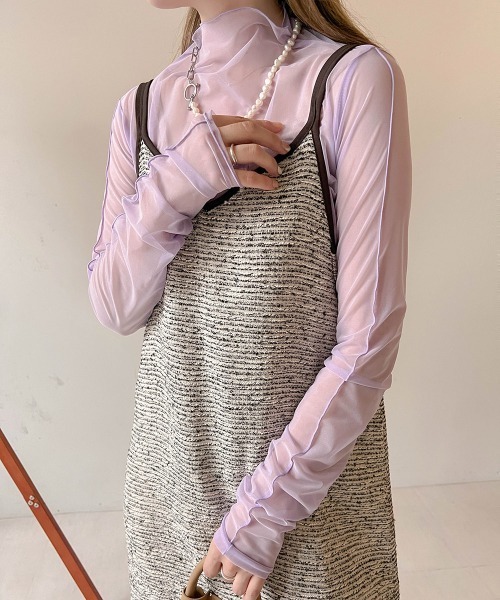 Bab(バブ)の「ベーシックシアートップス(Tシャツ/カットソー・レディース・ブラック/オリーブ/アイボリー/ピンク/パープル/モカ・FREE)」の5枚目の写真