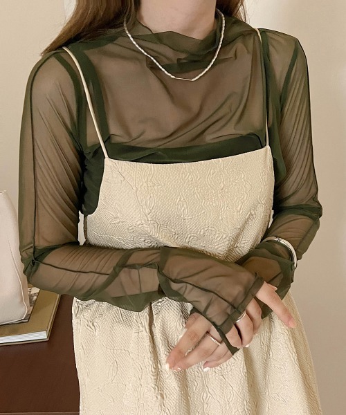 Bab(バブ)の「ベーシックシアートップス(Tシャツ/カットソー・レディース・ブラック/オリーブ/アイボリー/ピンク/パープル/モカ・FREE)」の4枚目の写真