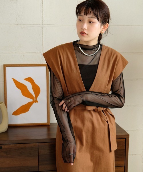 Bab(バブ)の「ベーシックシアートップス(Tシャツ/カットソー・レディース・ブラック/オリーブ/アイボリー/ピンク/パープル/モカ・FREE)」の2枚目の写真