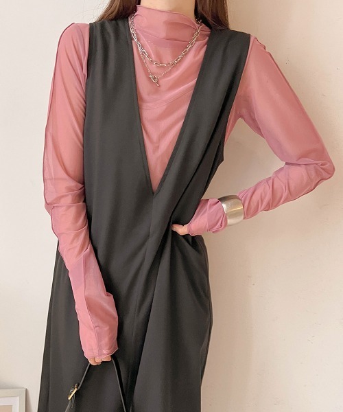 Bab(バブ)の「ベーシックシアートップス(Tシャツ/カットソー・レディース・ブラック/オリーブ/アイボリー/ピンク/パープル/モカ・FREE)」の12枚目の写真