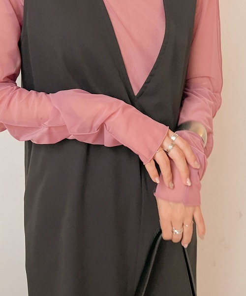 Bab(バブ)の「ベーシックシアートップス(Tシャツ/カットソー・レディース・ブラック/オリーブ/アイボリー/ピンク/パープル/モカ・FREE)」の14枚目の写真