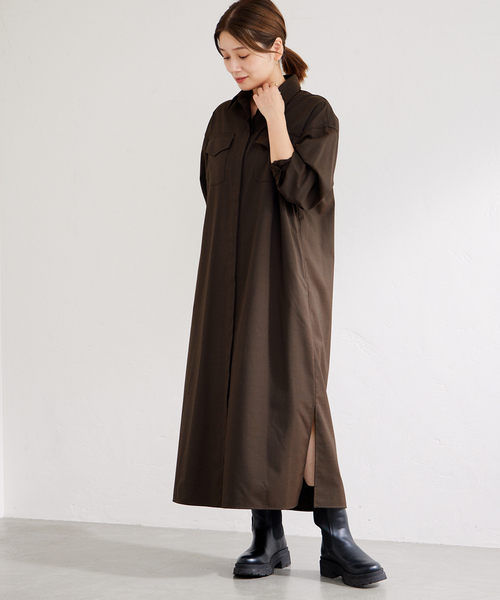 JOURNAL STANDARD(ジャーナルスタンダード)の「ウォッシャブルTWシャツワンピース(シャツワンピース・レディース・ネイビー/ブラウン/チャコールグレー・FREE)」の2枚目の写真