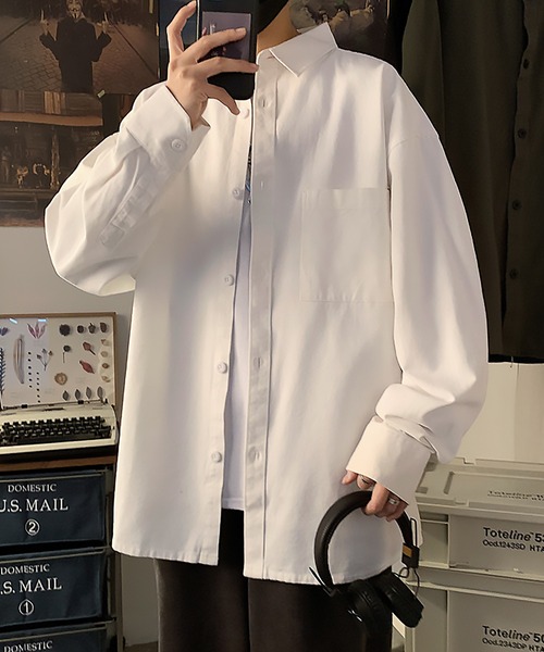 SETUP7（セットアップセブン）の「【SETUP7】ベーシックカラーシャツ SCCH53（シャツ/ブラウス・メンズ・ブラック/ホワイト/カーキ・FREE）」の2枚目の写真