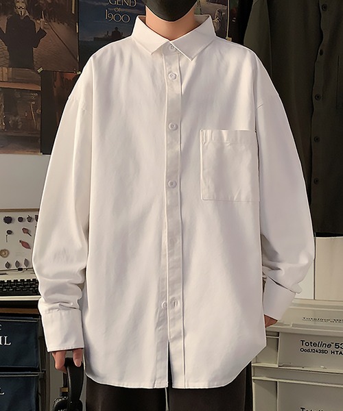 SETUP7（セットアップセブン）の「【SETUP7】ベーシックカラーシャツ SCCH53（シャツ/ブラウス・メンズ・ブラック/ホワイト/カーキ・FREE）」の4枚目の写真