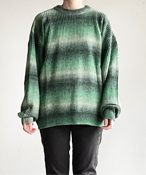 COMMON WARE（コモンウェアー）の「COMMONWARE:GRADATION KNIT C/N L/S/グラデーションニットクルーネック（ニット/セーター・レディース・グリーン/ベージュ/ブラック/マルチ・L/XL/M）」の20枚目の写真