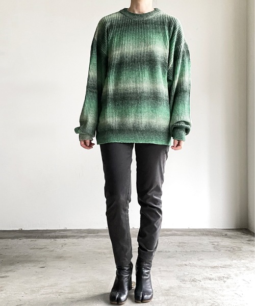 COMMON WARE（コモンウェアー）の「COMMONWARE:GRADATION KNIT C/N L/S/グラデーションニットクルーネック（ニット/セーター・レディース・グリーン/ベージュ/ブラック/マルチ・L/XL/M）」の11枚目の写真
