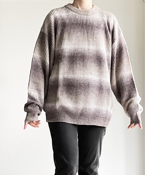 COMMON WARE（コモンウェアー）の「COMMONWARE:GRADATION KNIT C/N L/S/グラデーションニットクルーネック（ニット/セーター・レディース・グリーン/ベージュ/ブラック/マルチ・L/XL/M）」の18枚目の写真