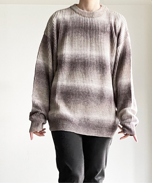 COMMON WARE（コモンウェアー）の「COMMONWARE:GRADATION KNIT C/N L/S/グラデーションニットクルーネック（ニット/セーター・レディース・グリーン/ベージュ/ブラック/マルチ・L/XL/M）」の19枚目の写真