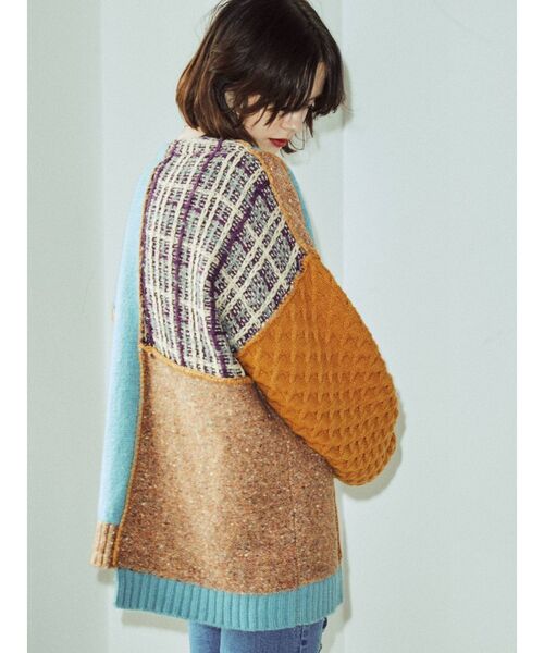 jouetie(ジュエティ)の「パッチワークニットカーデ(カーディガン/ボレロ・レディース・ブルー/ブラック/グレー・MEDIUM)」の6枚目の写真