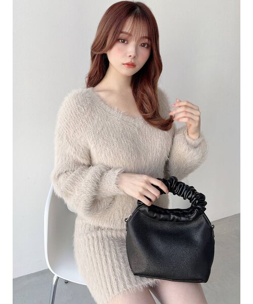 RESEXXY（リゼクシー）の「シャギーミニニットワンピース（ワンピース・レディース・ホワイト/ブラック/ベージュ/ピンク・FREE）」の9枚目の写真