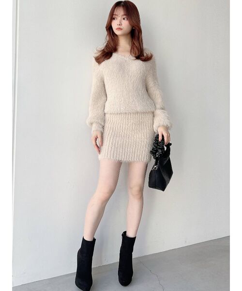 RESEXXY（リゼクシー）の「シャギーミニニットワンピース（ワンピース・レディース・ホワイト/ブラック/ベージュ/ピンク・FREE）」の7枚目の写真