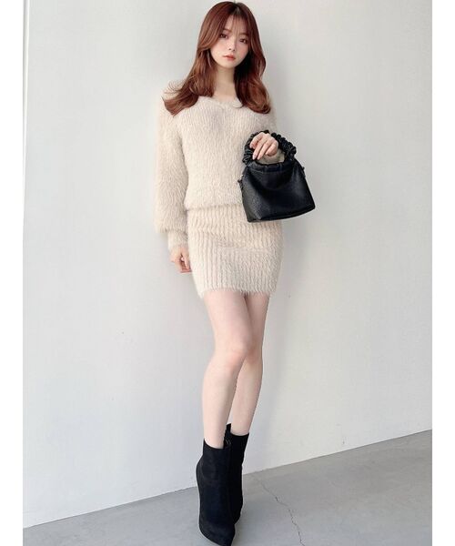 RESEXXY（リゼクシー）の「シャギーミニニットワンピース（ワンピース・レディース・ホワイト/ブラック/ベージュ/ピンク・FREE）」の11枚目の写真