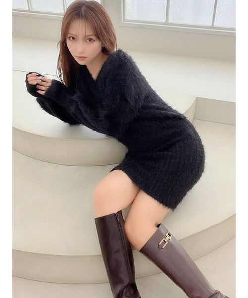 激レア⭐️80s issey miyake シャギーニット　ワンピース　ブラック 激レア⭐️80s issey miyake シャギーニット ワンピース ブラック