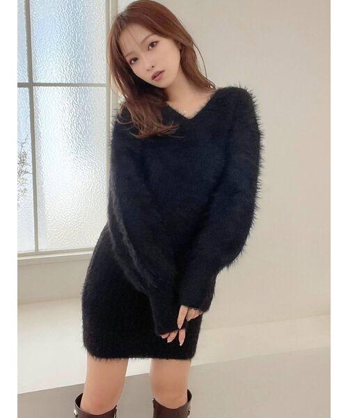 RESEXXY（リゼクシー）の「シャギーミニニットワンピース（ワンピース・レディース・ホワイト/ブラック/ベージュ/ピンク・FREE）」の17枚目の写真