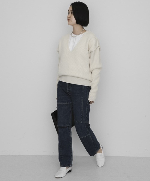 URBAN RESEARCH（アーバンリサーチ）の「『25周年別注』ROUTINE for URBAN RESEARCH リバーシブル・Vネックニット（ニット/セーター・レディース・カーキ/ネイビー/ホワイト・FREE）」の11枚目の写真