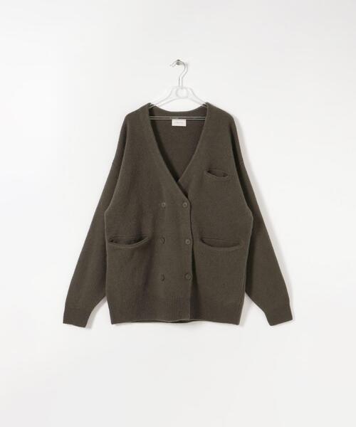 LAATO(ラート)の「LOOSE WOOL CARDIGAN(カーディガン/ボレロ・レディース・チャコールグレー/オフホワイト・FREE)」の2枚目の写真